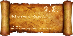 Hohenberg Rezső névjegykártya